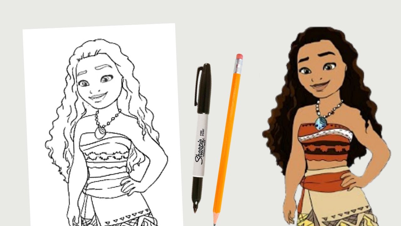 Step by step: Moana drawing tutorial. - YouTube