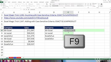 Excel Magic Trick 1247: Adding with Case Sensitive Criteria: EXACT & SUMPRODUCT