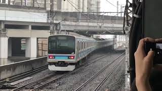 EF81 139+E231系K7編成AT出場配給武蔵浦和駅通過するシーン