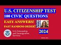 2024 random 100 civics questions and answers by group us citizenship interview  fast easy answer