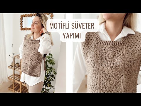 ÖNLÜK SÜVETER YAPIMI | MOTİFLİ SÜVETER YAPIMI 🧶 #crochet