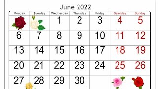 June Calendar 2022