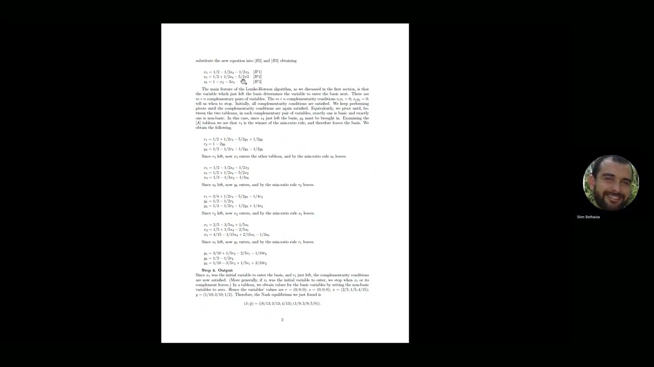 Appendix II: The Lemke & Howson Algorithm.