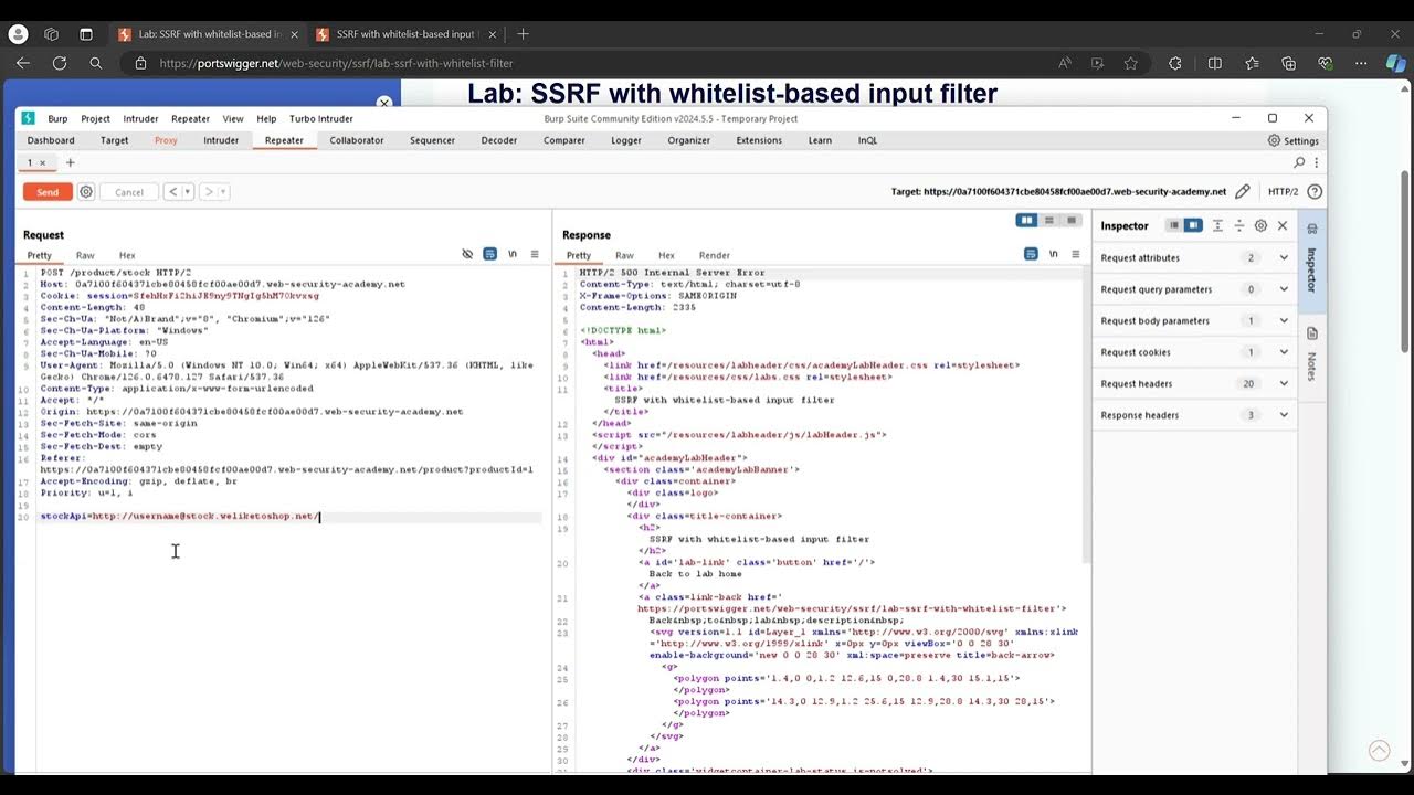 Lab ssrf with whitelist based input filter youtube