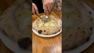 four cheeses pizza 🥰 #crust #italian #dough #flatbread #mozzarella #crunchy