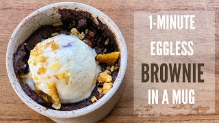 Eggless One Minute Brownie in a Mug | Lockdown microwave brownie | No-oven eggless brownies |