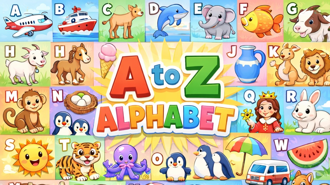 A to Z Alphabet for Kids | ABCD | Animal & Object Names | Easy ABC ...