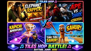 Kim🔥 Tiles Hop – Elephant Rapper vs Ape, Shark, Kapichi & Tung Tung Sahur! screenshot 5