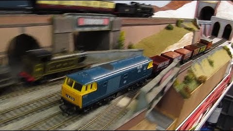 Buckland Junction Loft Model Railway 72. Hill Top Scenery. Static Grass. Long Loco Running Sessions.