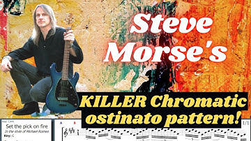 Steve Morse - KILLER Chromatic ostinato string-skipping pattern (w/ TABS)