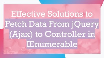Effective Solutions to Fetch Data From jQuery (Ajax) to Controller in IEnumerable