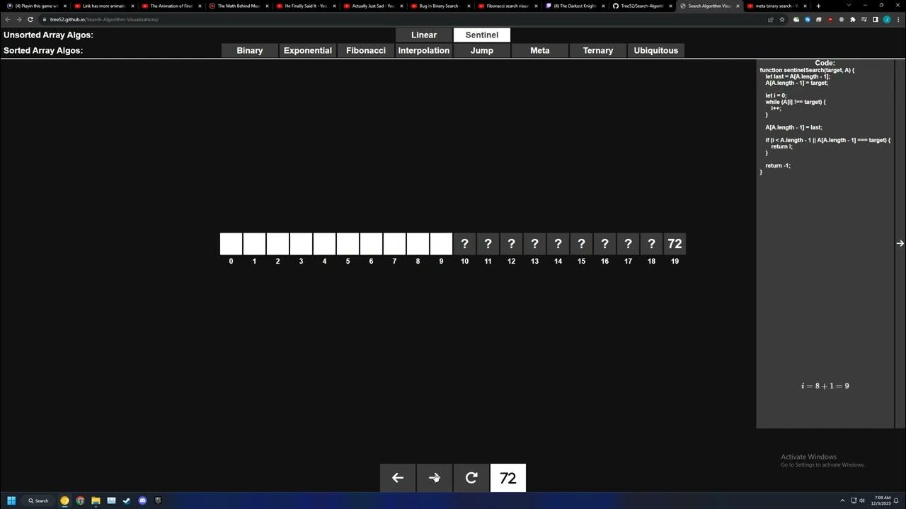 Sentinel Linear Search Visualization - YouTube