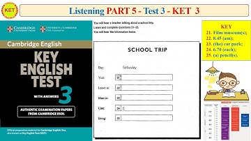 KET 3 Listening Part 5 Test 3 (Transcript + Key)