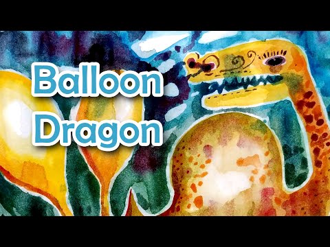 One Minute Water color Painting #5 - The Balloon Dragon