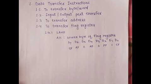 20.11 LAHF load flag register to AH register - data transfer instruction in 8086