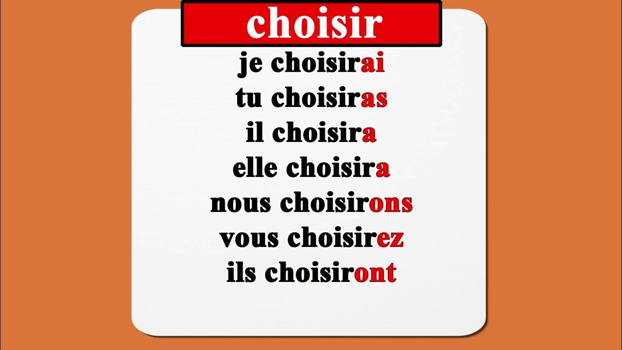 Verbe Choisir Au Présent De L indicatif le verbe choisir au futur simple de l'indicatif - YouTube
