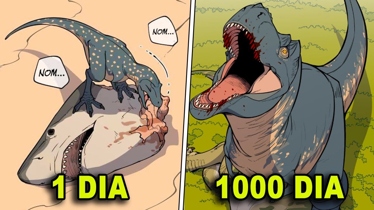 🦖O VELHO TIRANOSSAURO CHEGA A UMA ILHA DESCONHECIDA, ONDE TENTA SOBREVIVER! - MANHWA!