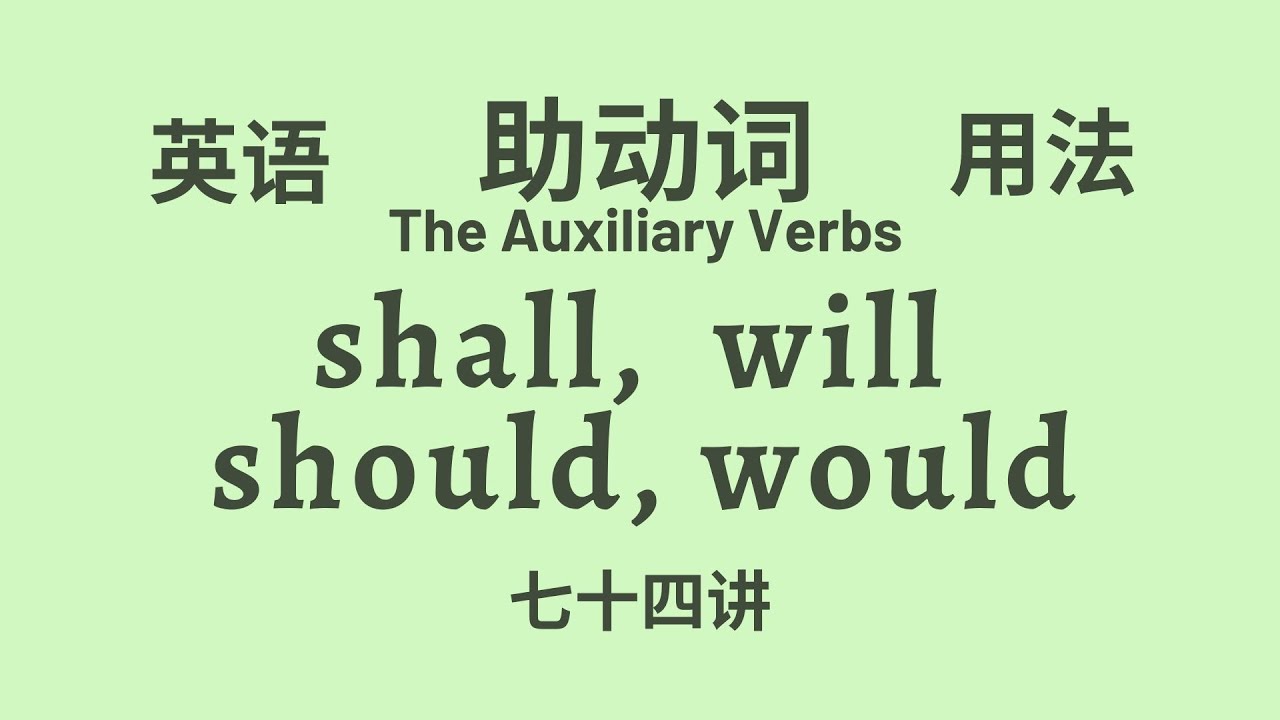 【英语语法】基础讲座(七十四）“助动词” 助动词 shall, should, will, would 的用法（中文解释） - YouTube