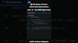 Day 3: Factorial (Recursion) #xcodeez #javainterviewquestions #shorts #seniordeveloper
