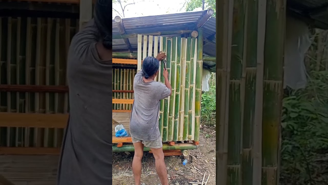 MAKING SIMPLE UNIQUE AND DURABLE BAMBOO WALL IN MY FARM HOUSE