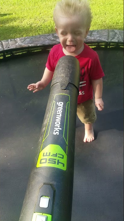 Oaklee had to get into some leaf blower fun.