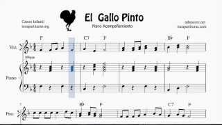 Video thumbnail of "El Gallo Pinto Partitura de Piano Acompañamiento  Partituras tocapartituras com"
