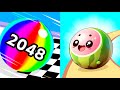 Satisfying Gameplay ASMR Games... Ball Run 2048 vs Fruit Rush 3d