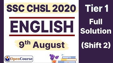 SSC CHSL 9 August Shift 2 English Paper 2020 | SSC CHSL 2020 9 August 2nd Shift | OpenCourse