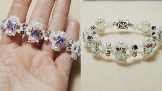 Dikme taş ve boncuk ile bileklik yapımı * Браслет из страз и бусин * Beaded bracelet *