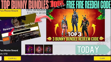 BUNNY BUNDLES REDEEM CODE TODAY | FREE FIRE REDEEM CODE | FF REDEEM CODE TODAY 25JUNE