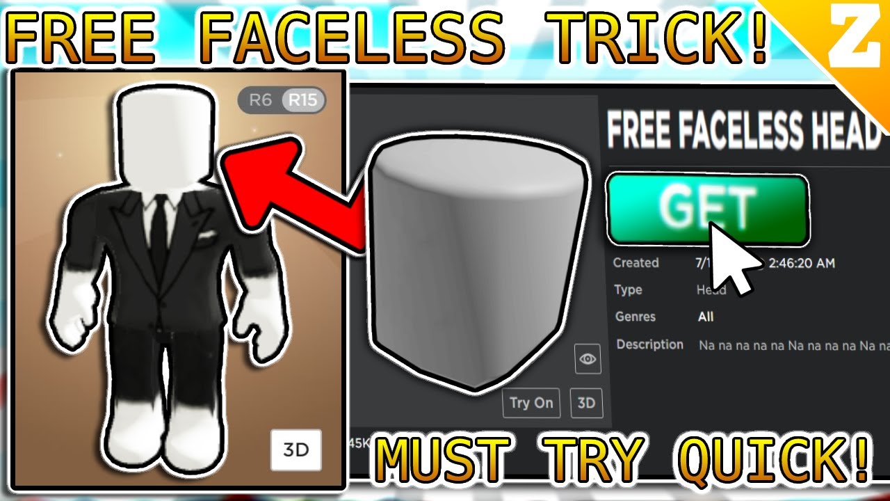 NEW FREE FACELESS HEAD AVATAR GLITCH! (ROBLOX AVATAR TRICKS) 