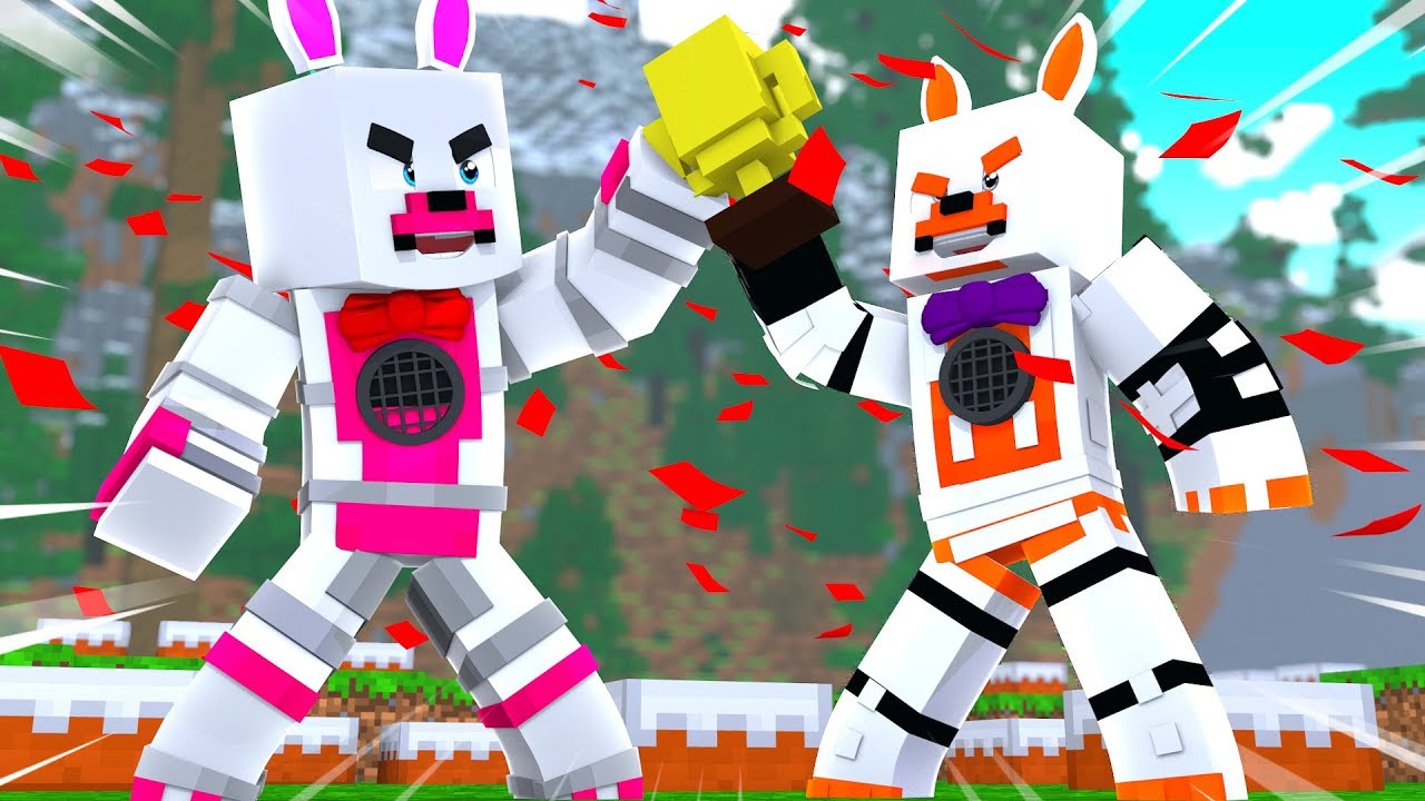 Funtime Foxy Vs Lolbit In Party Games (Minecraft Fnaf Roleplay Adventure) fnaf sister location jogar