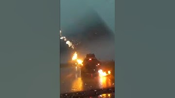 Lightning strikes a moving car 😳#shorts #car