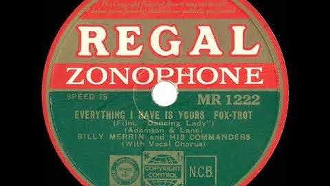 1934 Billy Merrin - Everything I Have Is Yours (Billy Merrin, vocal)