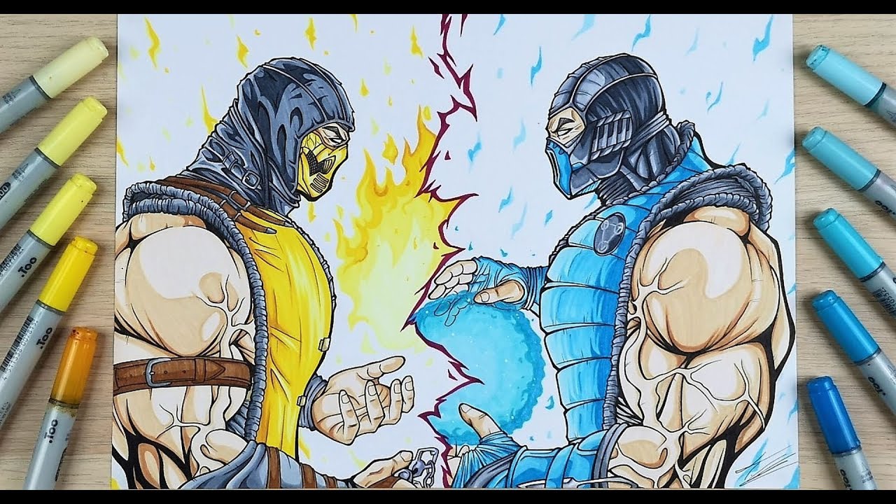 Drawing #Scorpion vs #Subzero from #MortalKombat !Subscribe for free ✖️ htt...