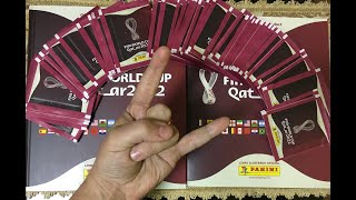 Abrindo 50 Pacotinhos do Álbum da Copa do Mundo Qatar 2022 Panini