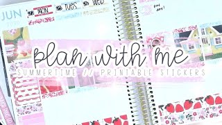 PLAN WITH ME // SUMMER PRINTABLE STICKERS // PLANNER PIXIE CO // CARDBOARD COUTURE