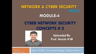 Module 4 - Cyber Network Security Concepts lecture #2, by Prof  Harsha B K Wealth