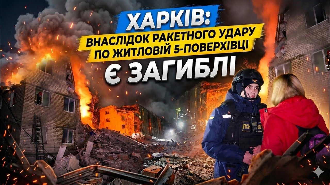 Харків: внаслідок ракетного удару по житловій 5-поверхівці є загиблі та постраждалі