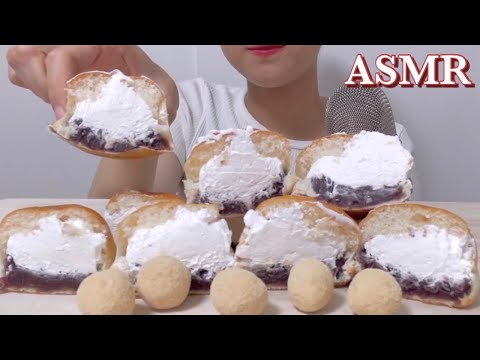 [ASMR/咀嚼音]  ホイップあんぱん Sweet Red Bean Bun Eating Sounds mukbang 먹방