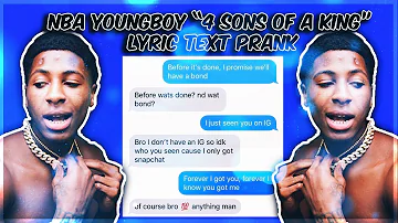 NBA YOUNGBOY "4 SONS OF A KING" LYRIC TEXT PRANK ON MY LITTLE BROTHER!