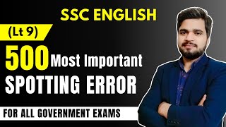 500 Most Important Spotting error PYQ’s | Easy Trick | English Grammar | Day 9/10 | English