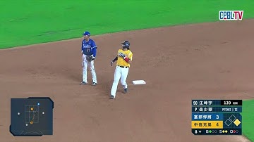 05/25 富邦 VS 中信 八局下，中信安打串聯攻佔一二壘，可惜攻勢沒能延續，最後留下殘壘！