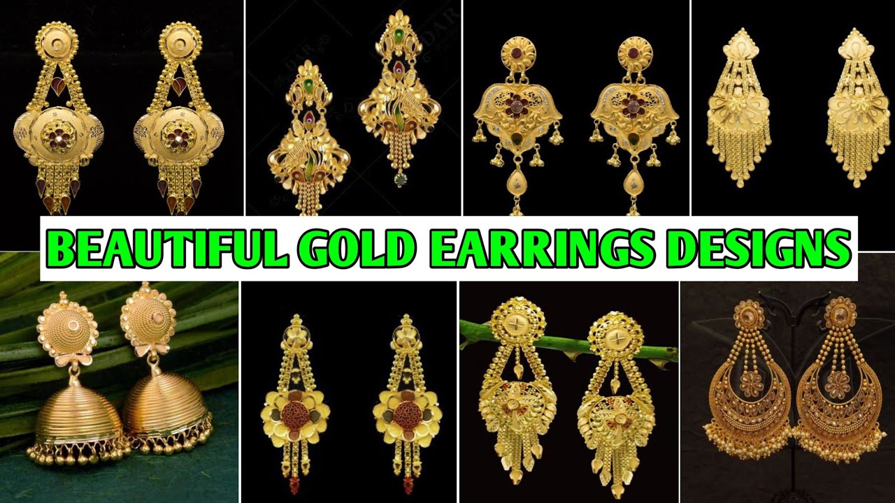 Beautiful One Gram Gold Leaf Design Earrings