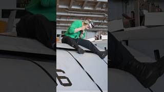 USS Nimitz Aircraft Maintenance in Pacific Ocean Hangar Bay