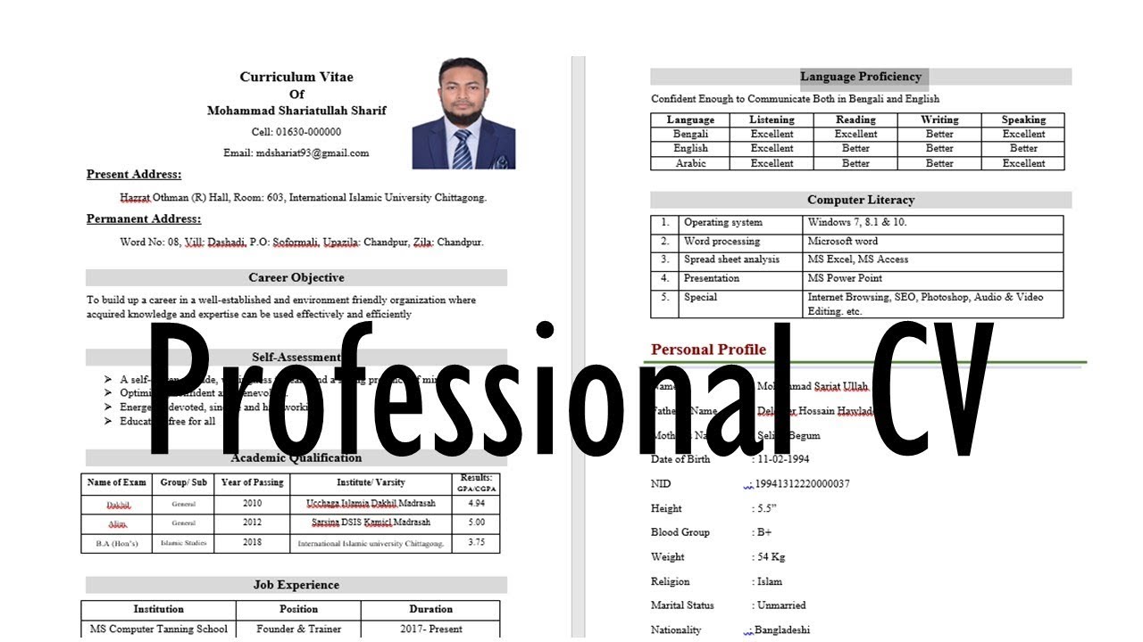 Bangladeshi Standard Cv Format Downloadable Resume Template Resume - Riset