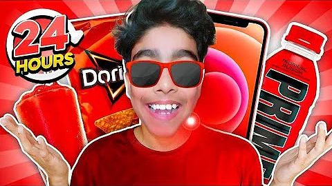 Eating & Buying Everything in RED COLOR FOOD CHALLENGE !
