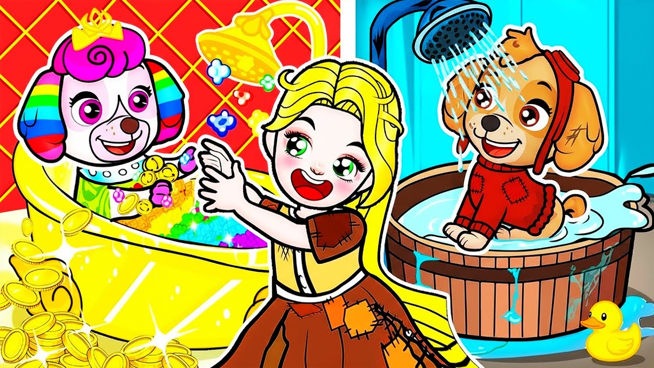 💖Paper DIY💖Rapunzel Build a Secret Room for Pets! Rich and Poor Dog! | Rapunzel Compilation 놀이 종이