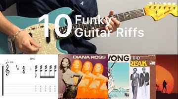 10 Funky Guitar Riffs (guitar cover with tabs & chords)