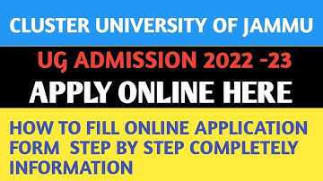 How to apply online cluster university of Jammu UG  Admission  form 2022-23|CLU  ADMISSION FORM